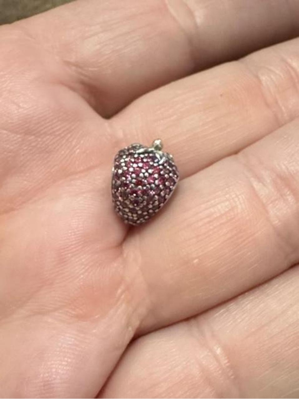 Retired Pandora Pave Strawberry Fruit Charm 925 Sterling Silver 791899CZR